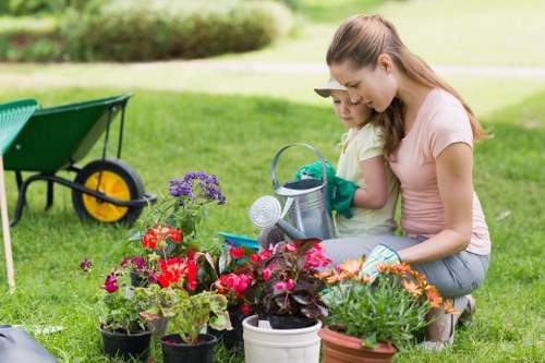 Tidy garden lawn care in Slade Green with lush green results